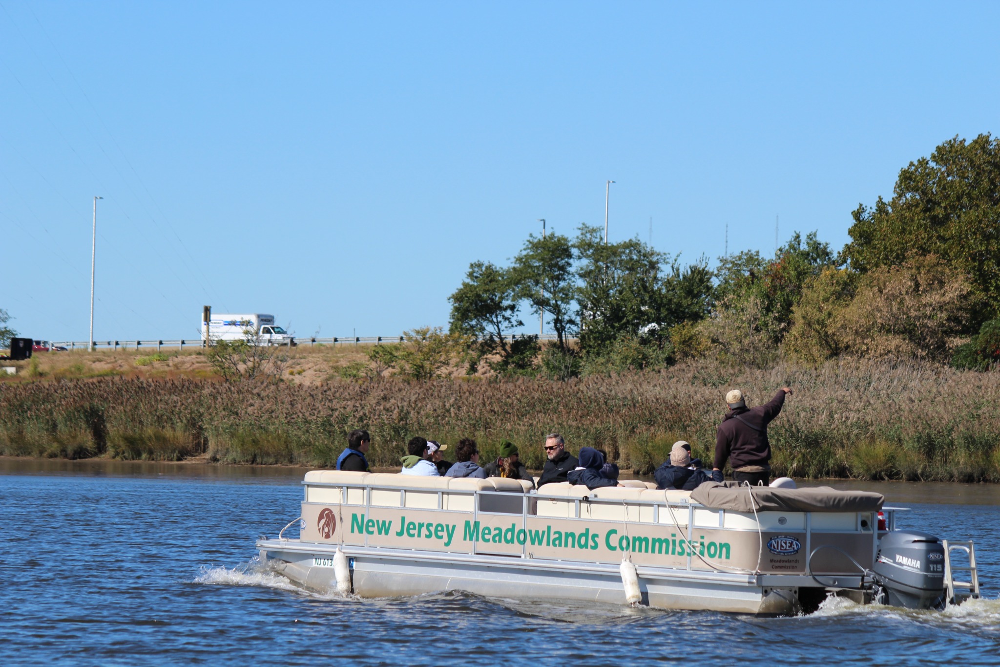 A guided Meadowlands pontoon boat tour